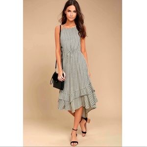 O’Neill Adia Black and Cream Print Midi Dress